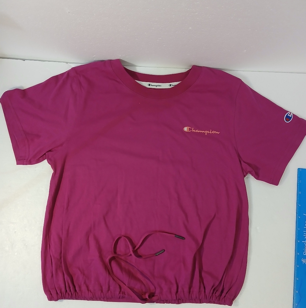 Champions Women's Campus Drawstring T-Shirt Size:small (Flamingo Mangenta Pink)